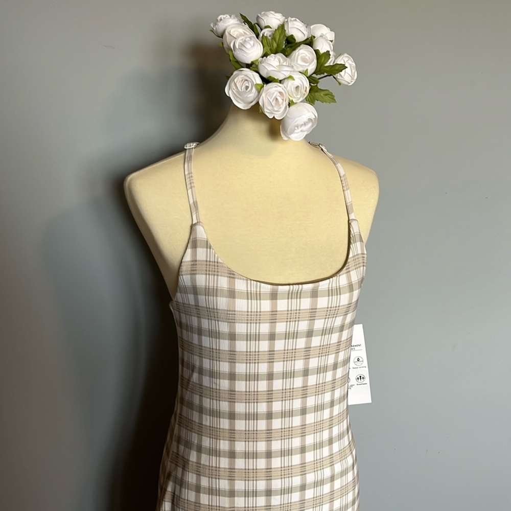 Glider Pure Dress.  NWT.  Linen Madrid Plaid.  Size Large.
